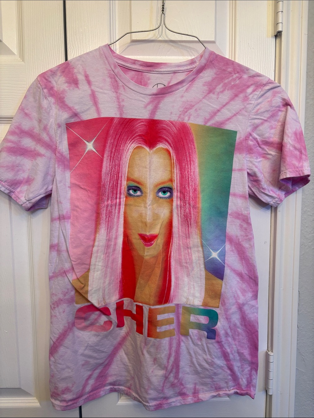 Pink Tie-Dye Short Sleeve Graphic Tee - Cher Print
